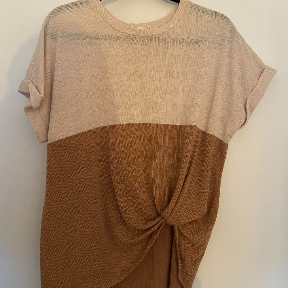 Cream and Tan Women's Shirt